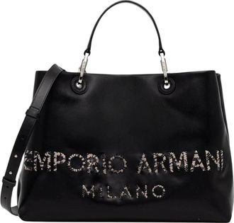 Emporio Armani Logotoepassing Tote Bag - Dames - Handtassen - Zwart - ONE Size - Katoen - Tassen