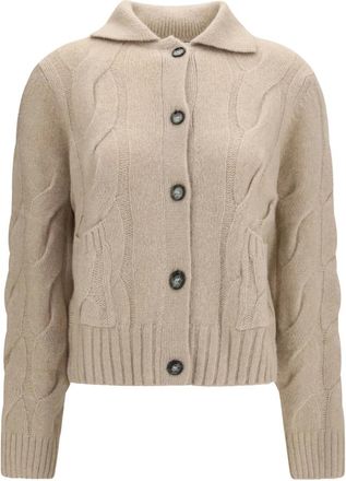 Allude Maglione in Cashmere e Seta con Bottoni - - Knitwear - Uomo - Marrone - M