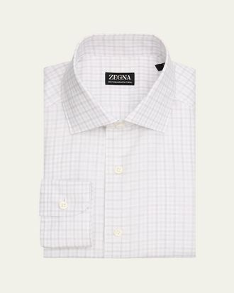 Ermenegildo Zegna Mens Plaid Cotton-Linen Shirt