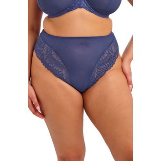 Elomi Tiernie Lace Trim Mesh Briefs in Denim at Nordstrom, Size Xxx-Large