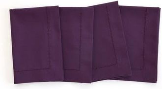 Solino Home Cotton Linen Hemstitch Dinner Napkins Set of 4, 20 x 20 in Purple at Nordstrom