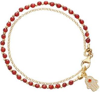 Astley Clarke Gold Fine Biography Red Carnelian Hamsa Hand Bracelet at Nordstrom