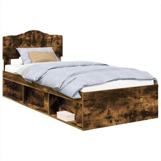 vidaXL Estructura De Cama Con Cabecera Roble Ahumado 90 X 190 Cm Vidaxl