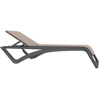 Resol Sky Club Chaise Longue Ext&eacute;rieur Structure Gris Fonc&eacute; - Textil&egrave;ne Beige - Set 2