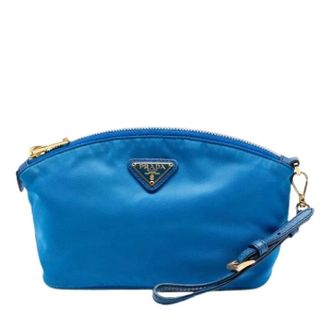 Prada Pre-owned Clutches, female, Blue, Size: ONE SIZE Pre-owned Nylon Wrist Pouch