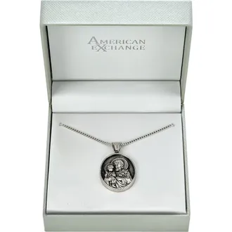 American Exchange Mens Stainless Steel St. Joseph Pendant Necklace in Silver at Nordstrom Rack