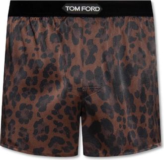 Tom Ford Luipaardprint Zijden Boxershorts - Heren - Onderbroek - Bruin - S - Ondergoed