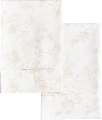 Melange Home Bouquet Cotton Pillowcase Set in White/Mocha at Nordstrom Rack, Size Standard