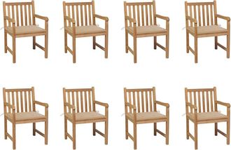 vidaXL Sillas De Jard&iacute;n 8 Uds Madera Maciza De Teca Cojines Beige Vidaxl
