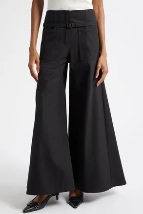 Courr&egrave;ges Cotton Canvas Palazzo Pants in Black at Nordstrom, Size 38