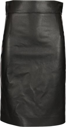 Tagliatore High-waisted Suede Midi Rok - Dames - Leren & Su&egrave;de rokken - Zwart - M - Leer - Rokken