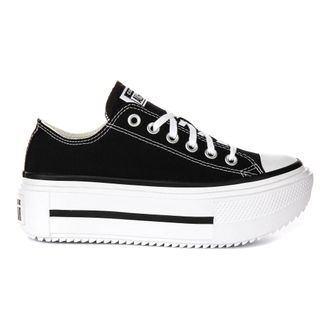 Converse Sneakers, female, Black, 5 UK, Black White Textile Trainers Double Stack