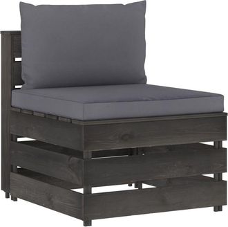 vidaXL Sof&aacute; Central Seccional Con Cojines Madera Impregnada Gris Vidaxl