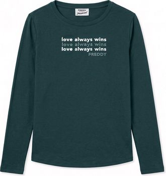 Freddy T-shirt manica lunga Love Always Win con perline