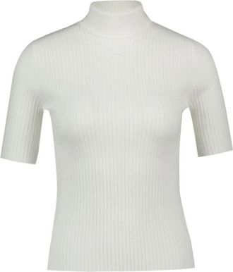 Courr&egrave;ges Reedition Short Sleeves - Dames - Coltruien - Wit - M - Polyester - Truien & Vesten