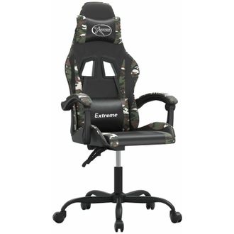 vidaXL Silla Gaming Giratoria Cuero Sint&eacute;tico Negro Y Camuflaje Vidaxl
