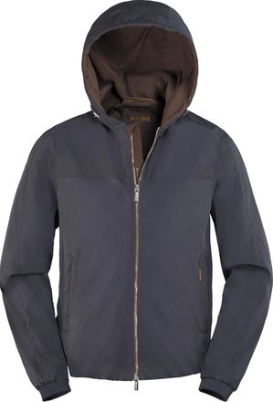Moorer Black Smooth Casual Jacket With Functional Hood