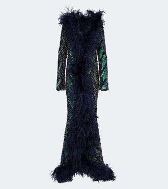 Taller Marmo Vestido de fiesta Hollywood Disco con plumas