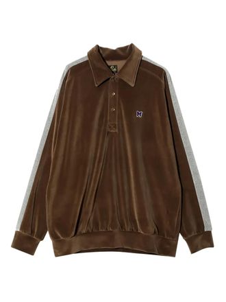 Needles side-stripe polo shirt - Brown