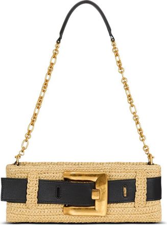 Balmain Anthem clutch bag in smooth leather and crochet in Beige at Nordstrom