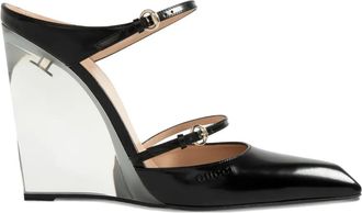 Gucci 110mm wedge-heel pumps - women - Leather/Leather/Leather - 40 - Black
