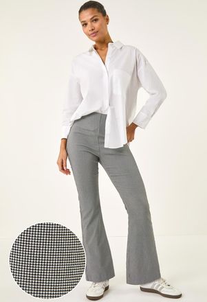 Roman Dogtooth Stretch Wide Leg Trouser