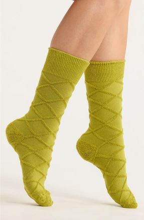 Casa Clara Love Rayes Crew Socks in Chartreuse at Nordstrom
