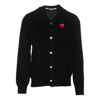 Comme Des Gar&ccedil;ons FW25 Cardigan with Red Heart Black AX-N008-051-1