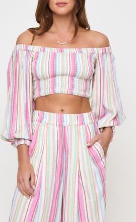 L*Space Palma Off-the-Shoulder Top in San Tropez Stripe at Nordstrom Rack, Size X-Large