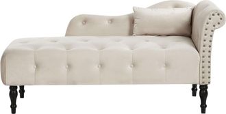 Beliani Chaise longue derecho Terciopelo Beige claro