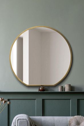 MirrorOutlet Gold Framed Flat Bottom Circular Wall Mirror (126CM X 120CM) | Size: 1 Pack