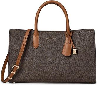 Michael Kors Scarlett Medium East/West Satchel Satchel Womens Handbags Brown/Acorn, Polyester