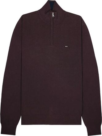 Eden Park Truien & Vesten, Heren, Bruin, S, Wol, Wollen trui met ronde hals en rits