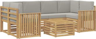 vidaXL Conjunto De Sof&aacute;s De Exterior 7 Uds. Blanco Y Gris Claro Vidaxl