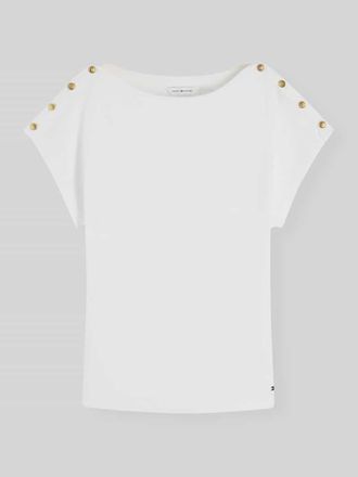 Tommy Hilfiger Regular Fit T-Shirt aus reiner Baumwolle mit Knopf-Details in Ecru, Gr&ouml;&szlig;e XL