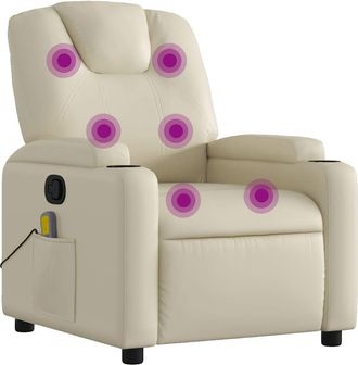 vidaXL Vidaxl - Sill&oacute;n Reclinable De Masaje Cuero Sint&eacute;tico Crema