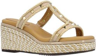 J. Rene&eacute; Tavelle Platform Wedge Sandal in Beige/White at Nordstrom, Size 10.5