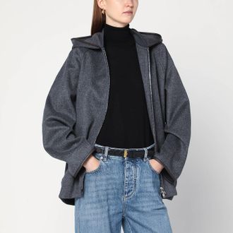Bottega Veneta Giacca con cappuccio grigia in lana
