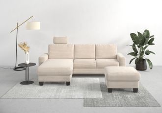 HOME AFFAIRE Ecksofa »Summer L-Form« mit Recamiere, mit oder ohne Bettfunktion und Bettkasten, Cord-Bezug