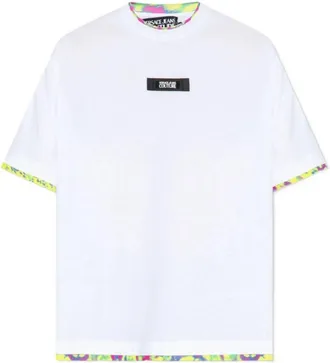 Versace Jeans Couture Animalier Logo T-Shirt - Heren - T-shirts - Wit - S - Katoen - Tops
