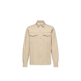 Moncler Moncler Cotton Blend Gabardine Long Sleeve Shirt, Men, Beige, Size: Xl
