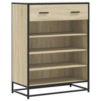 Berkfield Home Shoe Cabinet Sonoma Oak 75x38x97.5 cm Engineered Wood & Metal in Light Brown
