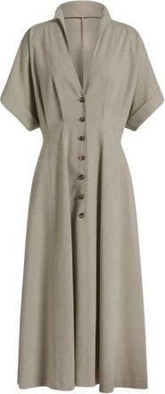 Alberta Ferretti Tweed overhemdjurk - Dames - Shirt Kleedjes - Bruin - M - Tweed - Kleedjes