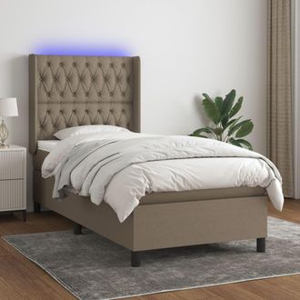 vidaXL Vidaxl - Cama Box Spring Colch&oacute;n Y Luces Led Gris Taupe 80x200 Cm
