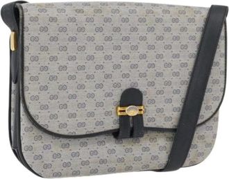 Gucci Pre-owned Cross Body Bags, female, Blue, Size: ONE SIZE Pre-owned Vintage Micro Small GG Canvas Shoulder Bag