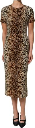 Dolce & Gabbana Sheath Midi Jurk - Dames - Casual kleedjes - Bruin - XS - Kleedjes