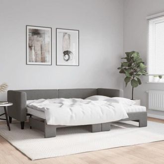 vidaXL Vidaxl - Divano Letto Estraibile Materassi Grigio Scuro 80x200 Tessuto