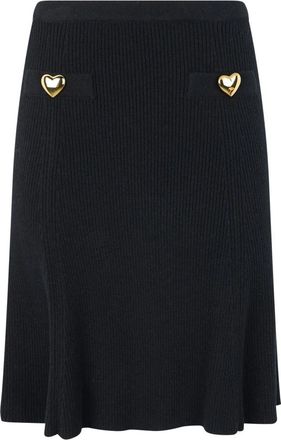 Moschino Merino Wol Rok - Dames - Midirokken - Zwart - S - Wol - Rokken