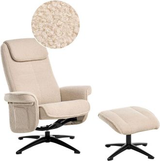Beliani Recliner Chair GERAS Boucle Beige