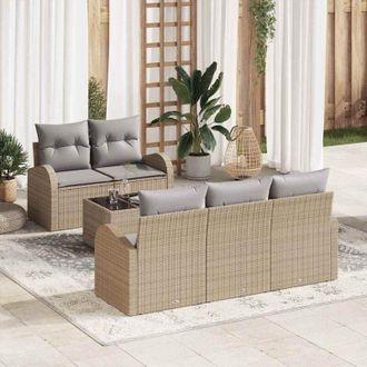 vidaXL Conjunto De Sof&aacute; De Jard&iacute;n 6 Pcs Beige 55 X 55 X 37 Cm Vidaxl